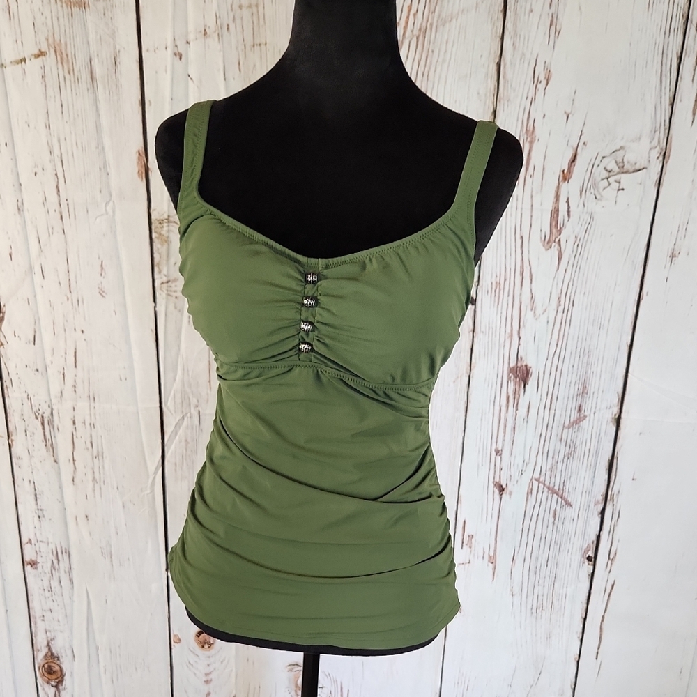 Profile By Gottex Tankini Top Olive Green 34D